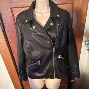 Baccini Women's Black Leather Moto Jacket